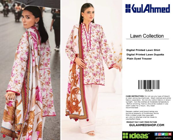 3Pc Gul Ahmed's Printed Lawn Collection 2026 -Fro Stylish Ladies & Charming Girls