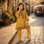 2 Pc Printed Cotton Kurta Pyjama Suits for Stylish Little Girls Up to 12 Years