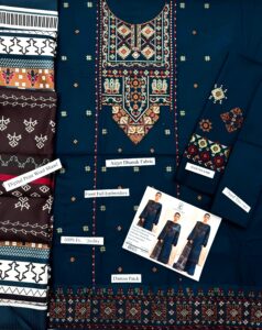Sapphire Dhanak Embroidered 3 Pcs Suits for Stylish Ladies & Girls