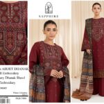 Sapphire Dhanak Embroidered 3 Pcs Suits for Stylish Ladies & Girls