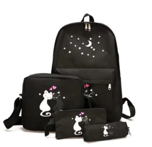 Female School Students Backpack Black Cat 🐈‍⬛ Printed