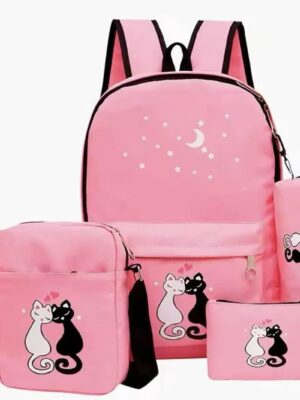 Female School Students Backpack Black Cat 🐈‍⬛ Printed