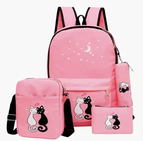 Female School Students Backpack Black Cat 🐈‍⬛ Printed