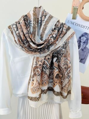 Ladies Retro Paisley Printed Scarf for Traveling Size 80 x 180cm