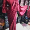 Women's Stitched Shamoz Silk Sari Color Maroon