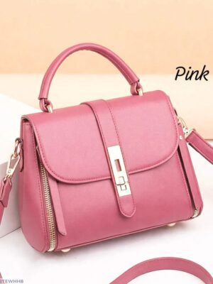 Ladies & Teenagers Leather Shoulder Handbags -Color Pink