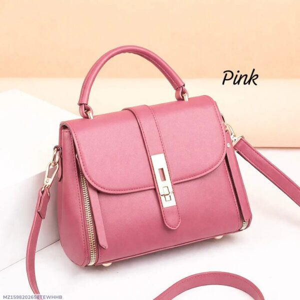 Ladies & Teenagers Leather Shoulder Handbags -Color Pink