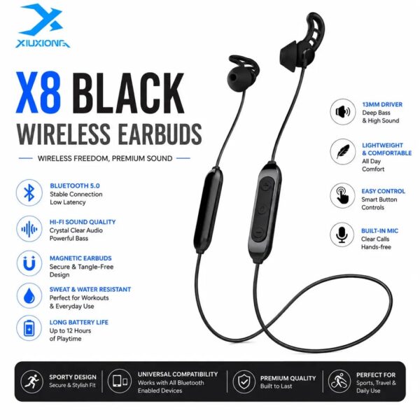 X8 Black Wireless Earbuds
