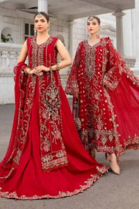 Maria B's 3Pc Chiffon Heavy Embroidered Suits