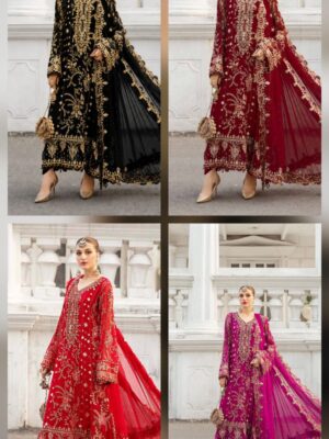 Maria B's 3Pc Chiffon Heavy Embroidered Suits