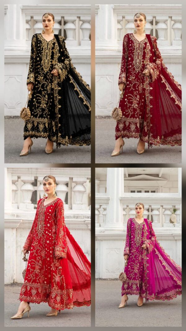 Maria B's 3Pc Chiffon Heavy Embroidered Suits