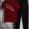 Women's Maroon Black Cotton Printed Leaf Tracksuits