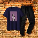 Women's Blue Black Cotton Tracksuits