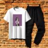 Women's White Black Cotton Tracksuits