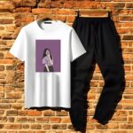 Women's White Black Cotton Tracksuits