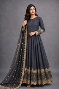 Women's 3Pc Stitched Chiffon Sequins Embroidered Maxi Suits