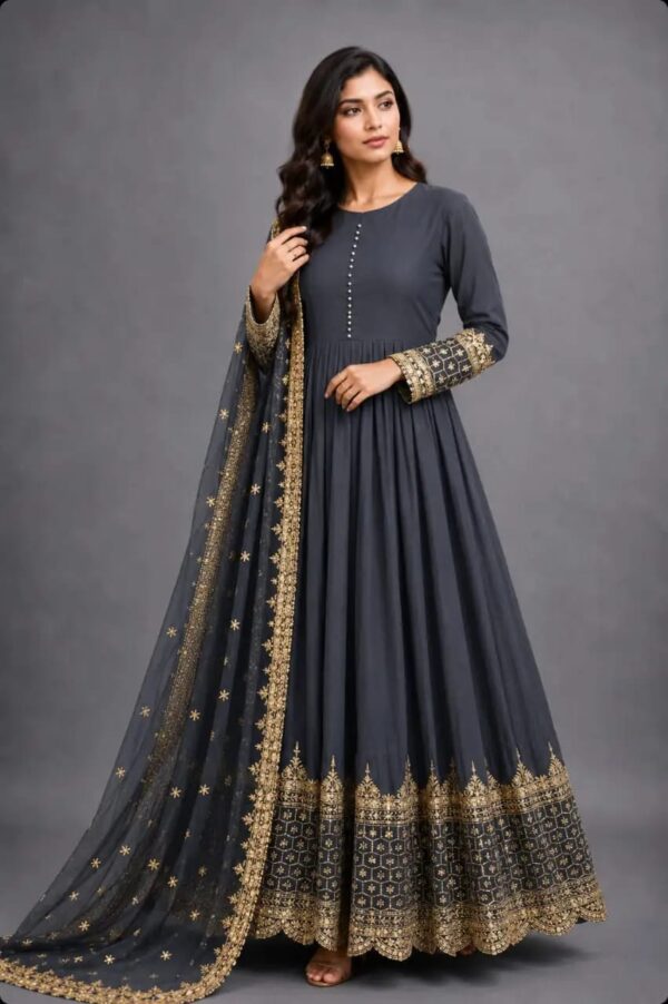 Women's 3Pc Stitched Chiffon Sequins Embroidered Maxi Suits