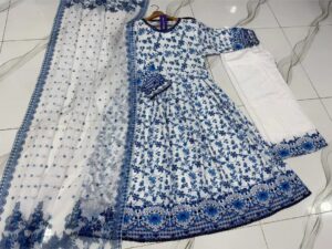 Women's 3Pc Stitched Printed Lawn Maxi Suits