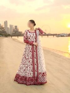 Women's 3Pc Stitched Printed Lawn Maxi Suits