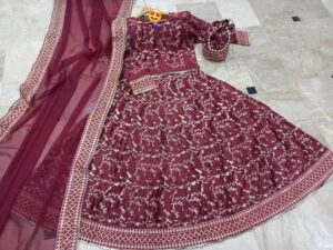 Women's 4Pc Shamoz Silk Lehenga Choli Suits