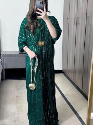 Women's 1 Pc Stitched Moonlight Applique Kaftan