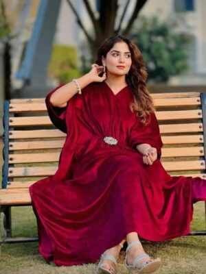 Women's Red Velvet Kaftan