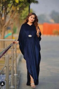 Women's Blue Velvet Kaftan