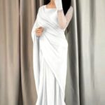 Women's 3Pc Stitched Plain Chiffon Sari   