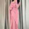 Women's 2Pc Stitched Plain Chiffon Sari