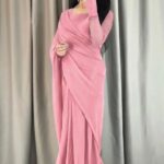 Women's 2Pc Stitched Plain Chiffon Sari