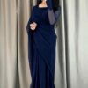 Women's Stitched Plain Chiffon Sari -Multi Colors