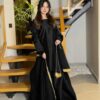 Women's Stitched Silk Long Flare Shararah Suits - Black Color