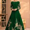Women's Stitched Silk Embroidered Maxi Suits -Color Green