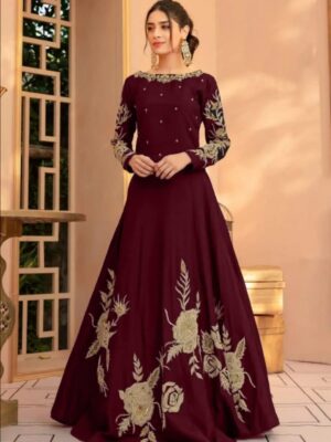 Women's Stitched Silk Embroidered Maxi Suits