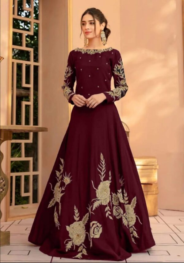 Women's Stitched Silk Embroidered Maxi Suits