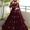 Women's Stitched Chiffon Embroidery Golden Work Maxi Suits