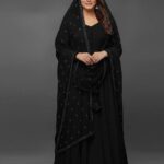 Women's Stitched Crinkle Chiffon Embroidery Maxi Suits with Dupatta