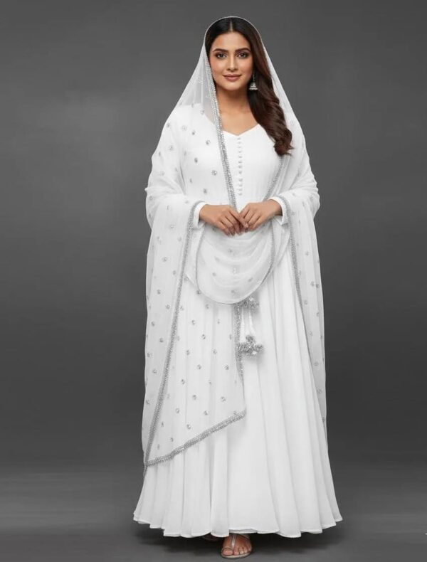 Women's Stitched Crinkle Chiffon Embroidery Maxi Suits