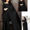 Women's Stitched Shamoz Silk Sari Color Black