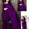 Women's Stitched Shamoz Silk Sari Color Purple