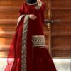 Women's Stitched Shamoz Silk Embroidered Gharara Suits -Color Maroon
