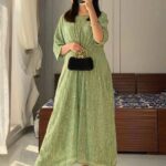 Women's Stitched Moonlight Kaftan -Color Green