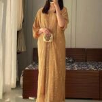 Women's Stitched Moonlight Kaftan -Color Brown