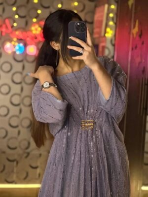 Women's Stitched Moonlight Kaftan Color Grey