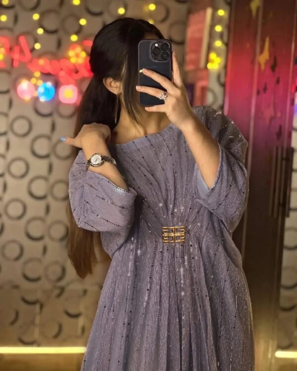 Women's Stitched Moonlight Kaftan Color Grey