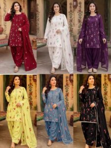 Women's 3Pc Unstitched Dhanak Embroidered Suit 6 Colors