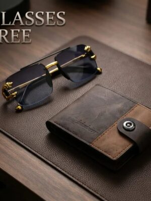 Men's Modern Stylish Leather Wallet -Free Stylish Glasses