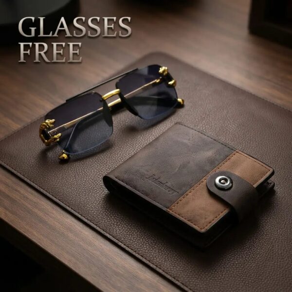 Men's Modern Stylish Leather Wallet -Free Stylish Glasses