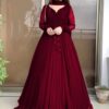 Women's 3Pc Chiffon Maxi Suits -Color Maroon