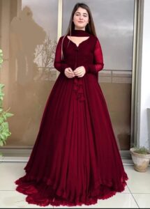Women's 3Pc Chiffon Maxi Suits -Color Maroon